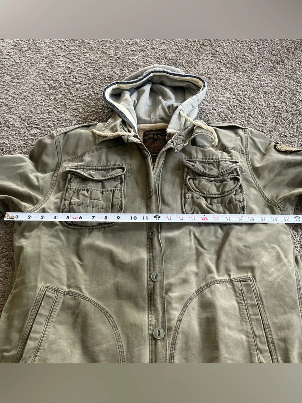 Scotch & Soda Large Women's Green Military Field Jacket Zip Up Utility M65 FLAWS - Picture 7 of 10